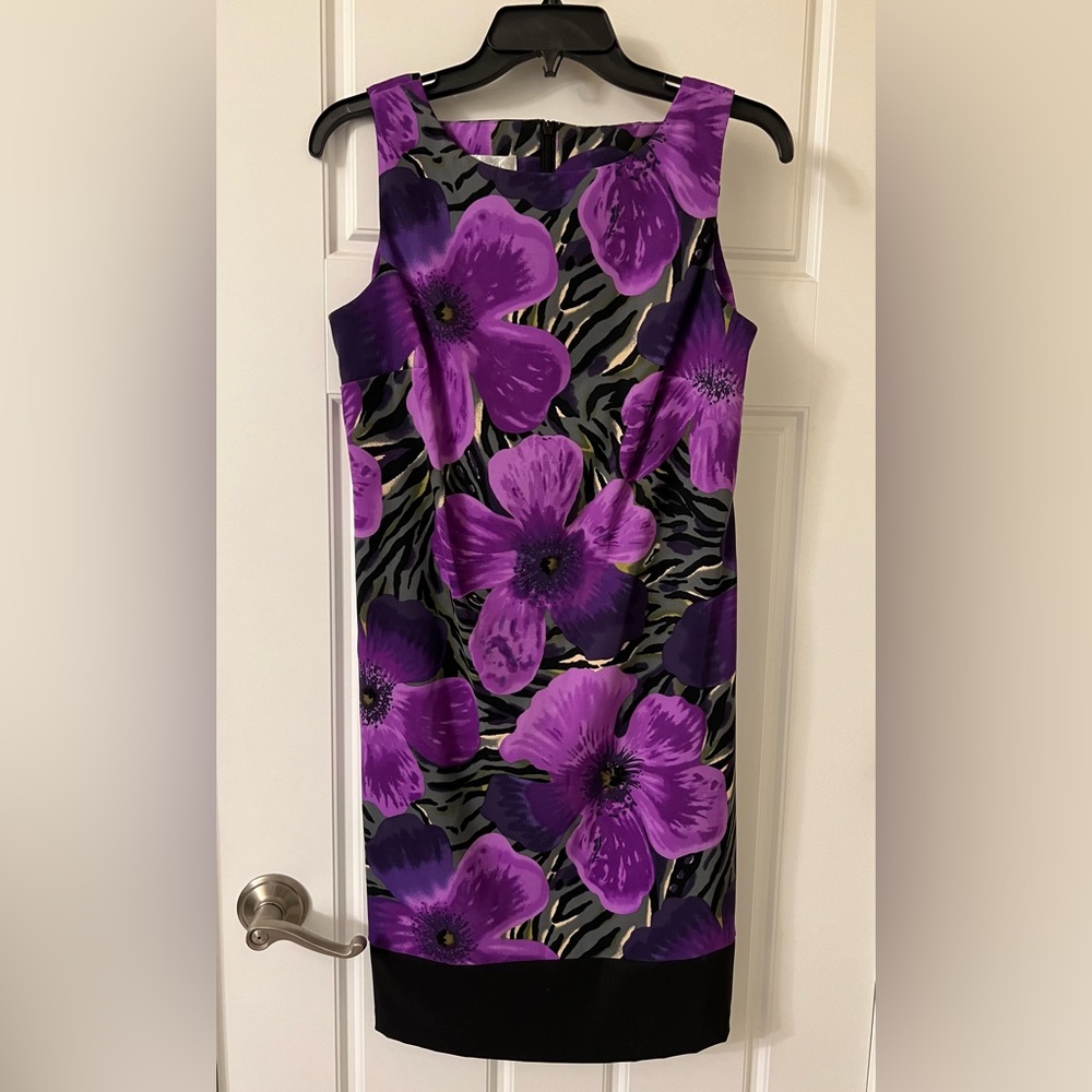 Purple Flower Dress w/Black Border Hem